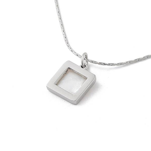 Non-Tarnish Shell Square Pendant Necklaces