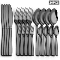 Stainless Steel Cutlery Set, 20pcs/5 Counts Including Knife & Fork & Spoon, Flatware Set for Home & Dining Bar, Kitchen Acces...