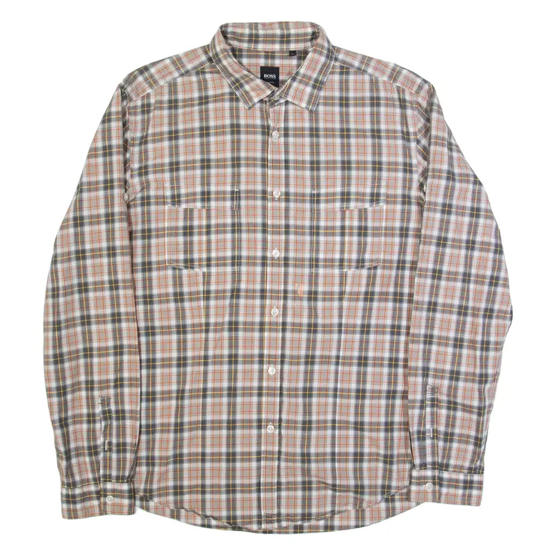 HUGO BOSS Slim Fit Mens Shirt Red Check Long Sleeve XL