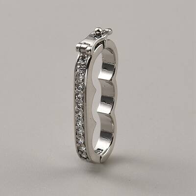 Brass Micro Pave Clear Cubic Zirconia Peanut Enhancer Clasps
