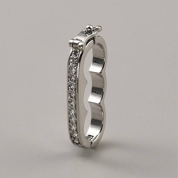 Brass Micro Pave Clear Cubic Zirconia Peanut Enhancer Clasps