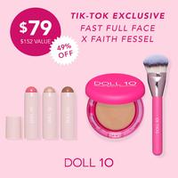 Faith Fessel Fast Full Face Bundle | Peptide Bounce Balm Foundation, Brush, and Multi-Tasker Trio Makeup Set