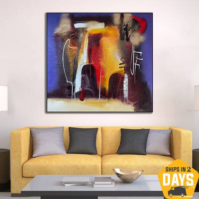 Abstract Paintings On Canvas Colorful Minimalist Wall Hanging Artwork for Office Decor | HOMECOMING 35.4"x39.4"
