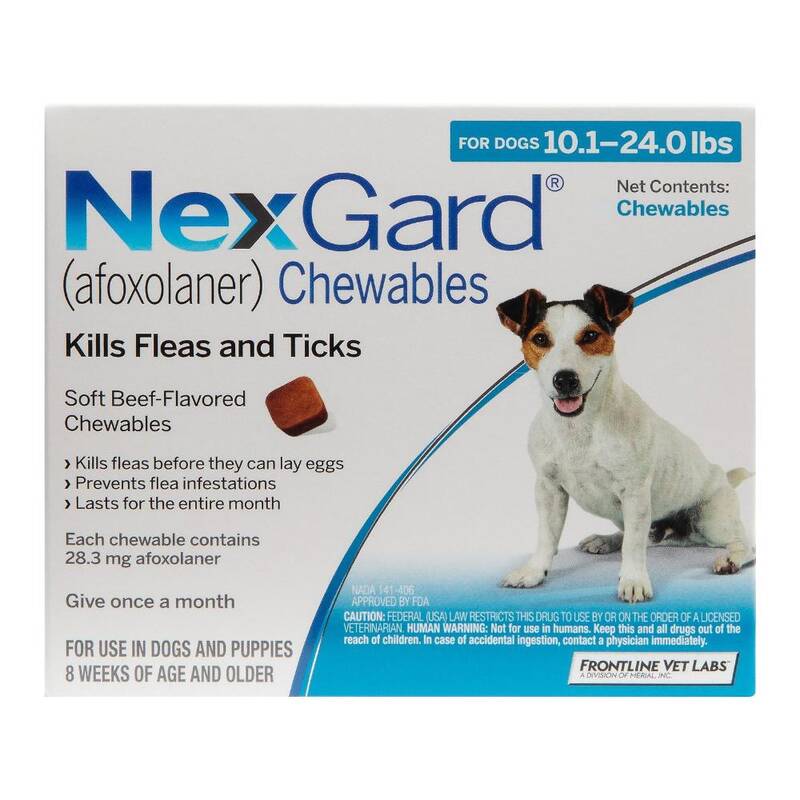 Nexgard Chewables For Medium Dogs 10.1-24 Lbs (Blue) 28mg 3 Chews
