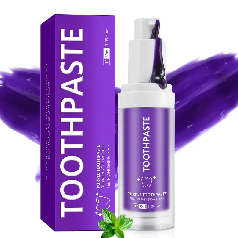 Purple Toothpaste, 1 Box Deep Cleaning Toothpaste, Oral Care Toothpaste for Removing Stains & Brightening Teeth, for Men & Wo...