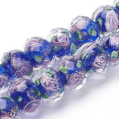 Handmade Gold Sand Lampwork Beads Strands
