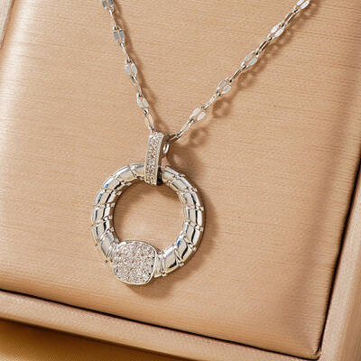 Ring Brass Cubic Zirconia Pendant Necklaces for Women