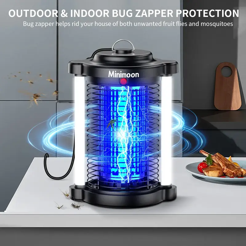 Minimoon Bug Zapper Outdoor, Upgraded Mosquito Zapper with Dual LED Light, 4200V Fly Zapper, 15W Electric Fly Traps Outdoor, ...