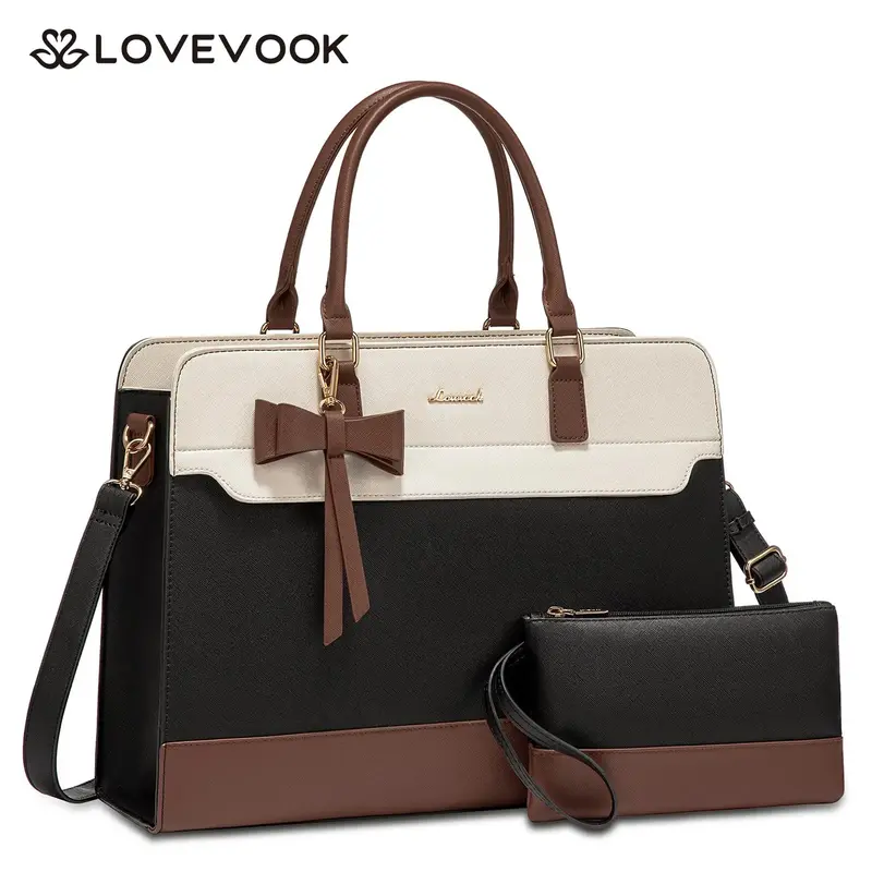 LOVEVOOK Fall Laptop Tote Bag for Women,Leather Work Bag, Waterproof Business Teacher Bag,Large Computer Handbag Purse Briefc...