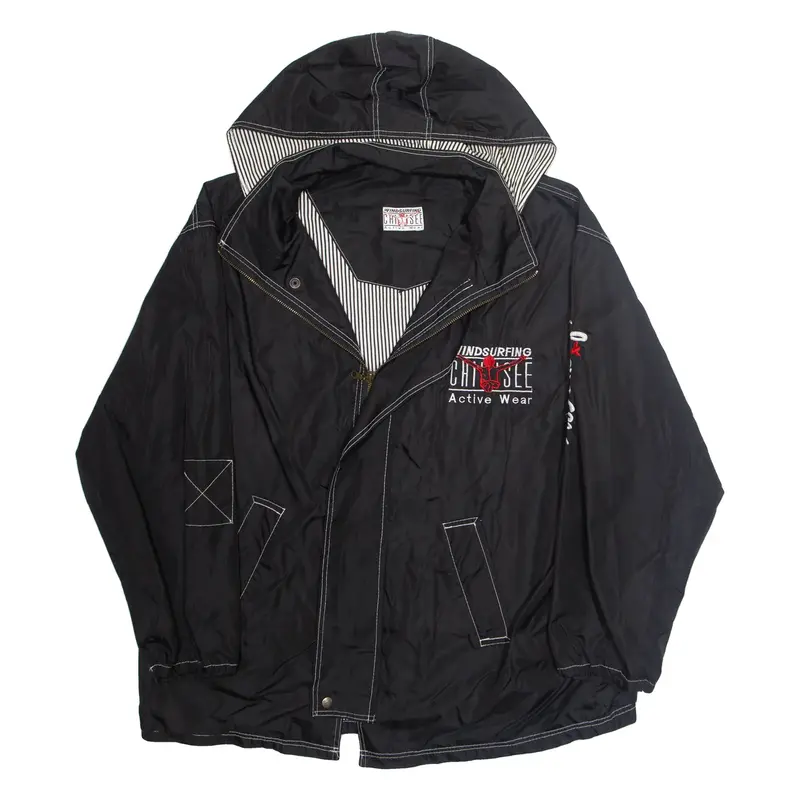 WINDSURFING CHILLSEE Mens Rain Jacket Black Hooded XL