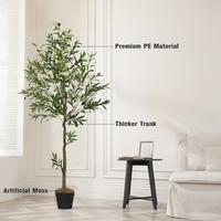 Artificial Olive Tree, Fake Indoor Plants , 6 /7Feet Tall- Realistic Large Simulated Potted Tree With 863 Leaves 36 Fruits - ...