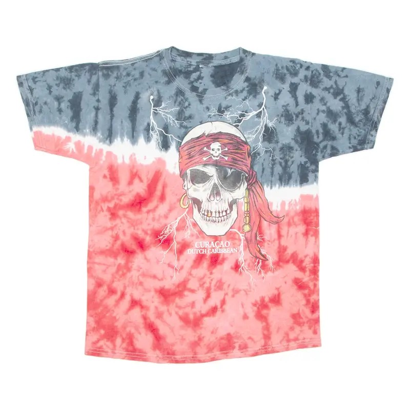Pirate Skull Mens Tie Dye T-Shirt Red S