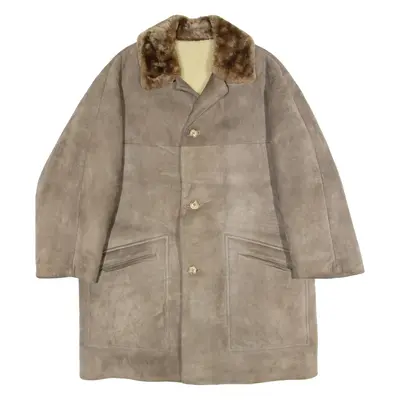 UHU Mens Overcoat Coat Grey Shearling Suede 90s M