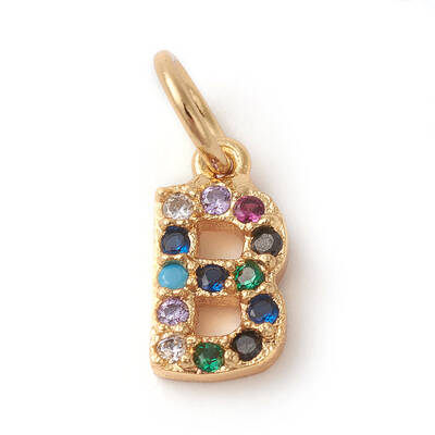 Brass Micro Pave Colorful Cubic Zirconia Charms