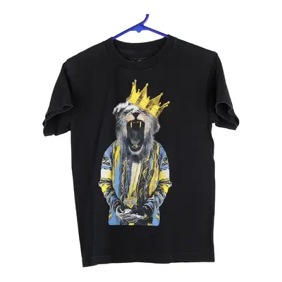 Age 9-10 Popular Poison Graphic T-Shirt - Large Black Cotton