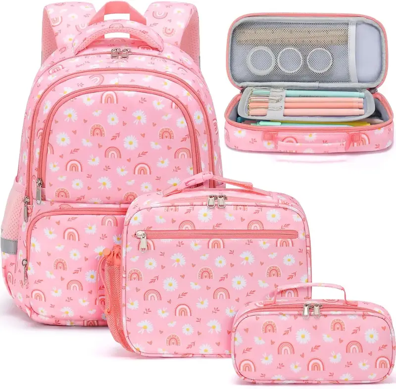 Fimibuke Cute Backpack Set for School Girls, 3-Piece Waterproof Backpack with Lunch Bag and Pencil Bag - School Backpack Book...