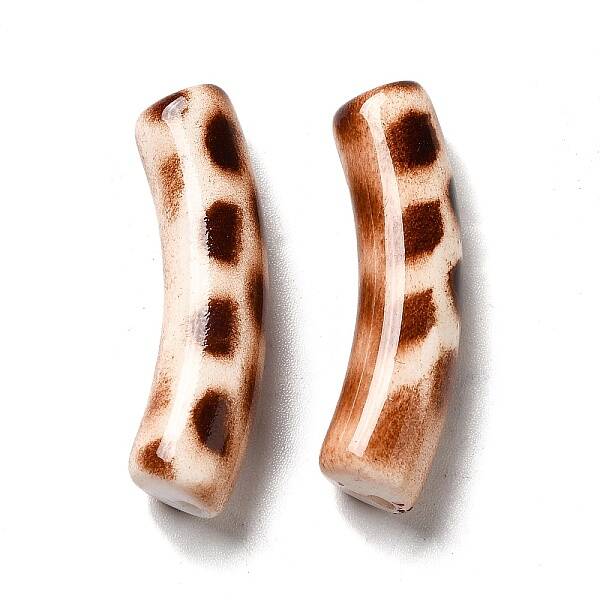 Spray Painted Leopard Print Opaque Acrylic Beads