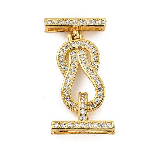 Rack Plating Brass Micro Pave Clear Cubic Zirconia Hook Clasps