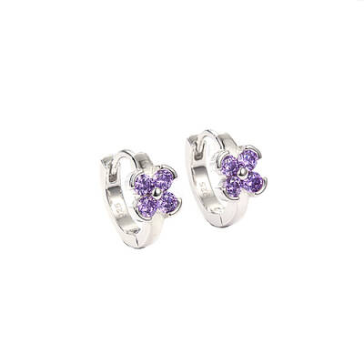 Anti-Tarnish Rhodium Plated Platinum 925 Sterling Silver Micro Pave Cubic Zirconia Hoop Earrings