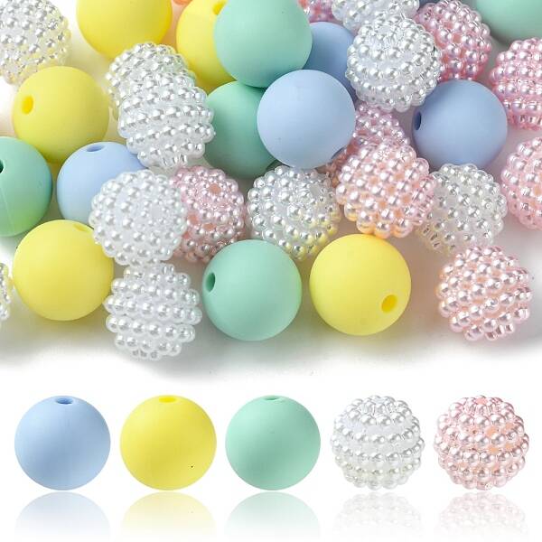 DIY Round Silicone & Acrylic & Berry Beads Making Findings Kits