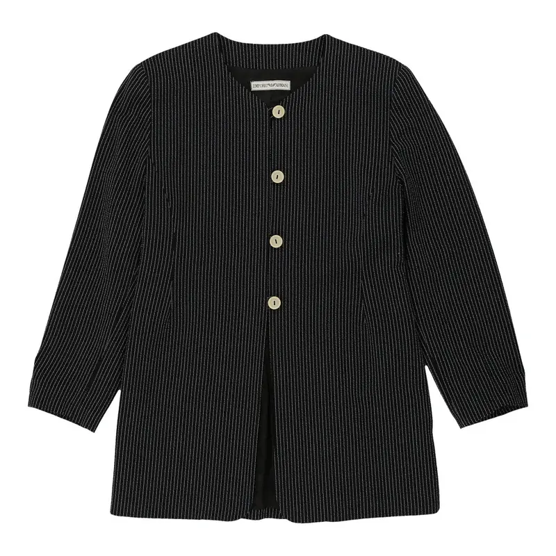 Emporio Armani Striped Blazer - Large Black Cotton Blend