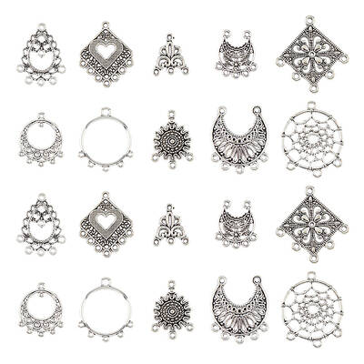 80Pcs 10 Styles Tibetan Style Alloy Chandelier Component Links
