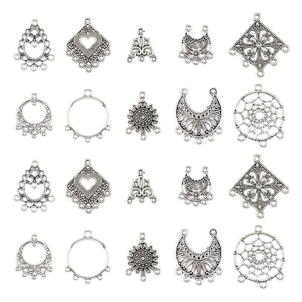 80Pcs 10 Styles Tibetan Style Alloy Chandelier Component Links