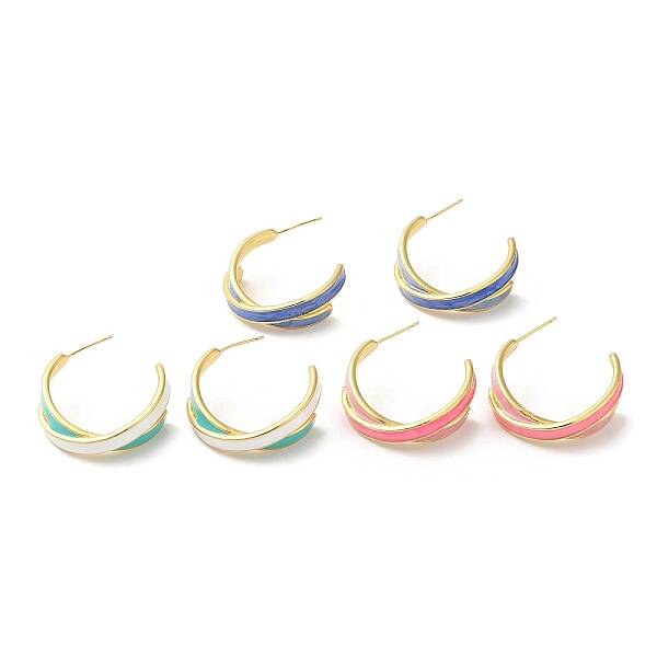 Rack Plating Brass Criss Cross Stud Earrings for Women