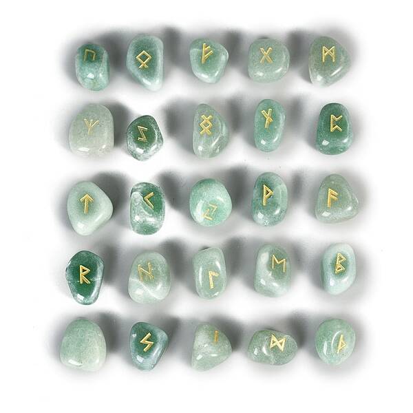 Natural Green Aventurine Rune Stones