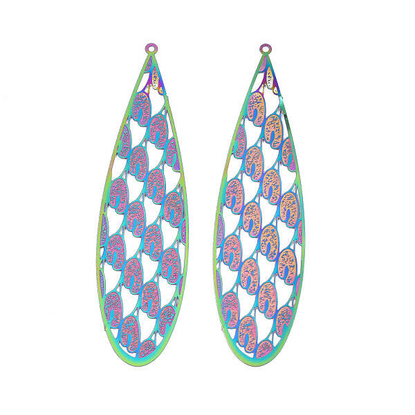 Ion Plating(IP) 304 Stainless Steel Filigree Big Pendants