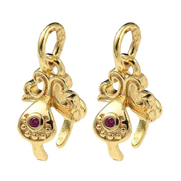 Brass Micro Pave Red Cubic Zirconia Ice Pick Pinch Bails