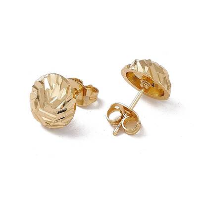 Rack Plating Brass Grooved Half Round Stud Earrings for Women