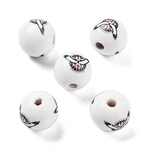 Independence Day Theme Wood European Beads