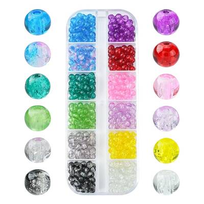 840Pcs 12 Colors Spray Painted Crackle Glass Beads