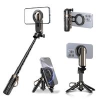 MAGIC JOHN 4-in-1 Multifunctional Magnetic Selfie Stick – 360° Rotation, Compact & Stylish, With wireless Bluetooth contro...