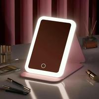 LED Cosmetic Mirror, Portable Vertical Folding Vanity Mirror, 3 Color Illumination Dimmable Touch Screen Desktop Cosmetic Mir...