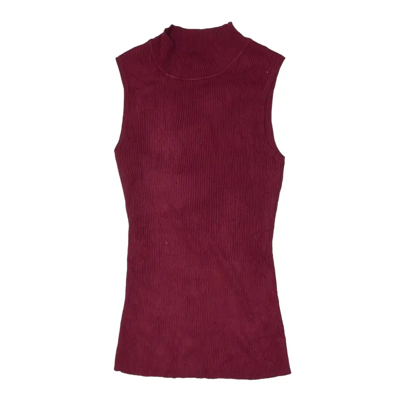 PINK REPUBLIC Vest Red Tight Knit High Neck Sleeveless Womens L