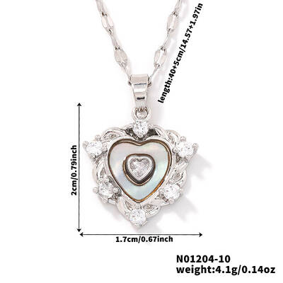 Brass Clear Cubic Zirconia Heart-shaped Pendant Necklaces