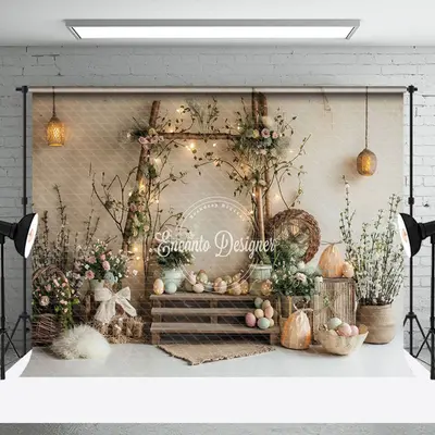 Warm Color Interior Easter Photography Backdrop - Aperturee