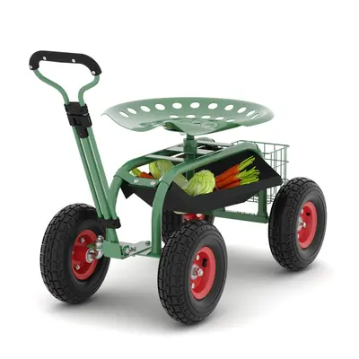 Garvee 300 lbs Garden Cart  360° Swivel Adjustable Seat Yard Wagon for Gardening Enthusiasts