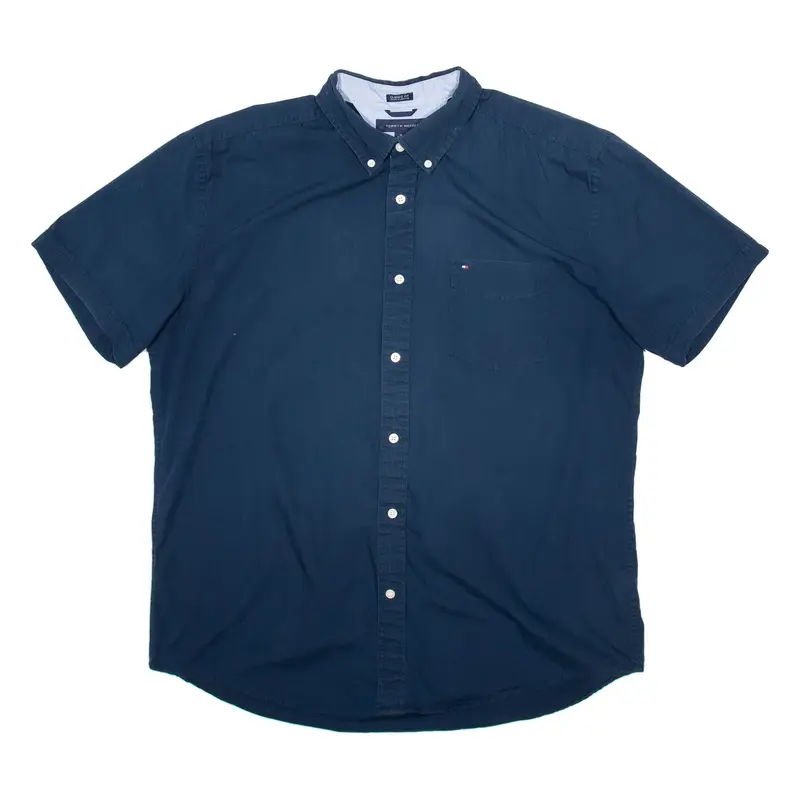 TOMMY HILFIGER Mens Plain Shirt Blue XL