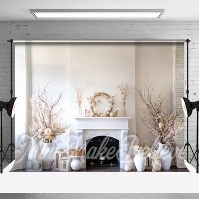 Sunshine Window Wall Floral Fireplace Photo Backdrop - Aperturee