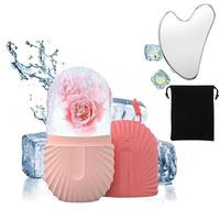Facial Skincare Ice Roller & Stainless Steel Gua Sha Tool Set with Storage Bag, Comfort Face Skincare Tools,  Lemon Soothing