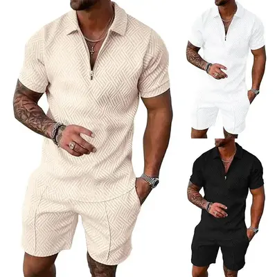 PASLTER Mens Polo Shirt and Shorts Sets Outfits 2 Piece Fashion Summer Tracksuits Casual Short Sleeve Set B1Y306