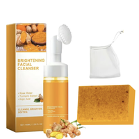 TurmericCleansing Mousse,Lemon Turmeric KojicAcid Brightening Soap Care two Piece Set, Cleansing SkincareFacialCleansing Clea...