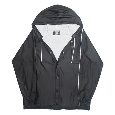 CHAMPION Mens Rain Jacket Black Hooded L