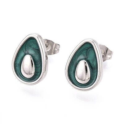 304 Stainless Steel Enamel Stud Earrings