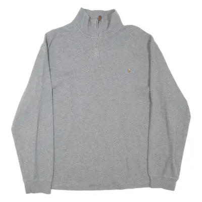 POLO RALPH LAUREN Mens Jumper Grey 1/4 Zip Tight Knit XL