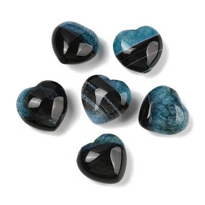 Natural Agate(Dyed & Heated) Heart Palm Stone