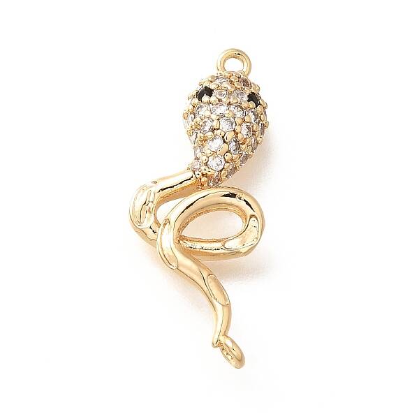 Brass Micro Pave Clear & Black Cubic Zirconia Connector Charms